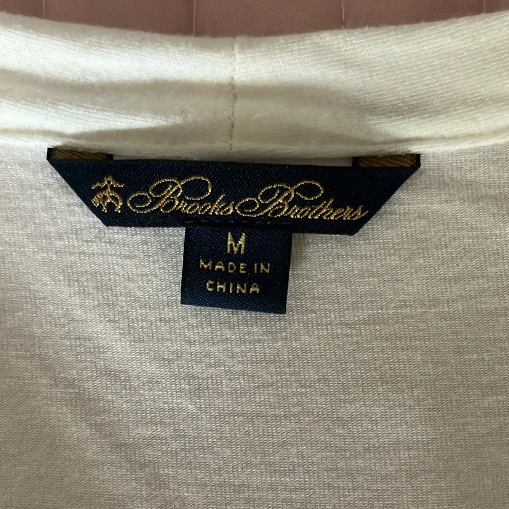 Brooks Brothers cream stretch jersey faux wrap top M - Picture 5 of 7